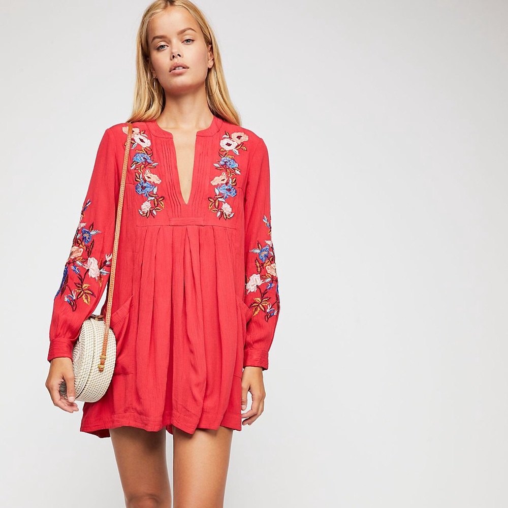 HP Free People Mia Mini Dress Boho Embroidered NWT